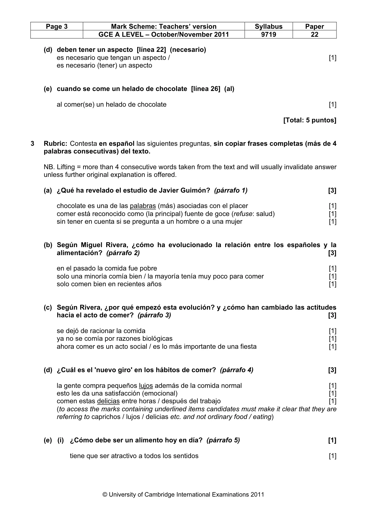 Mark scheme, page 3 of 8