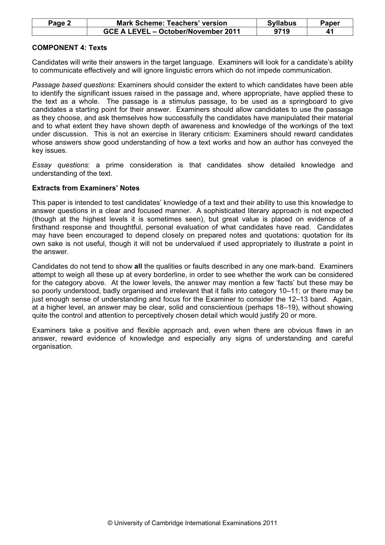 Mark scheme, page 2 of 3