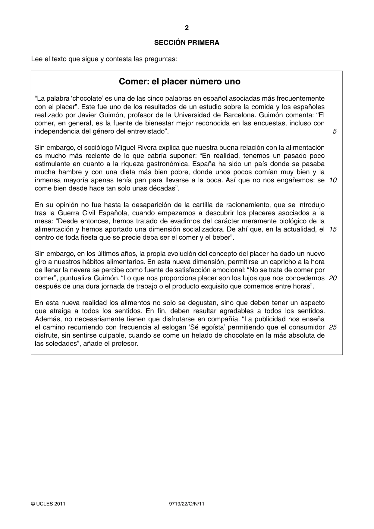 Cambridge A Level Spanish (A Level only) 9719 2011 Oct/Nov Paper 2 · Variant 2 question paper, page 2 of 8