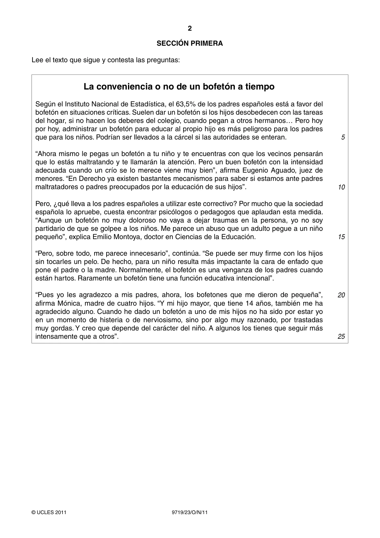 Cambridge A Level Spanish (A Level only) 9719 2011 Oct/Nov Paper 2 · Variant 3 question paper, page 2 of 8