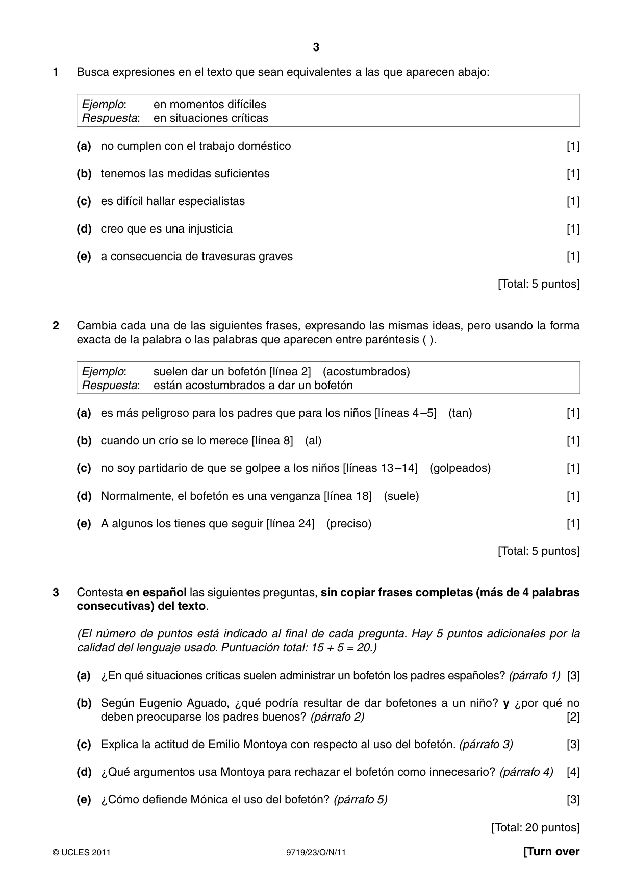 Cambridge A Level Spanish (A Level only) 9719 2011 Oct/Nov Paper 2 · Variant 3 question paper, page 3 of 8