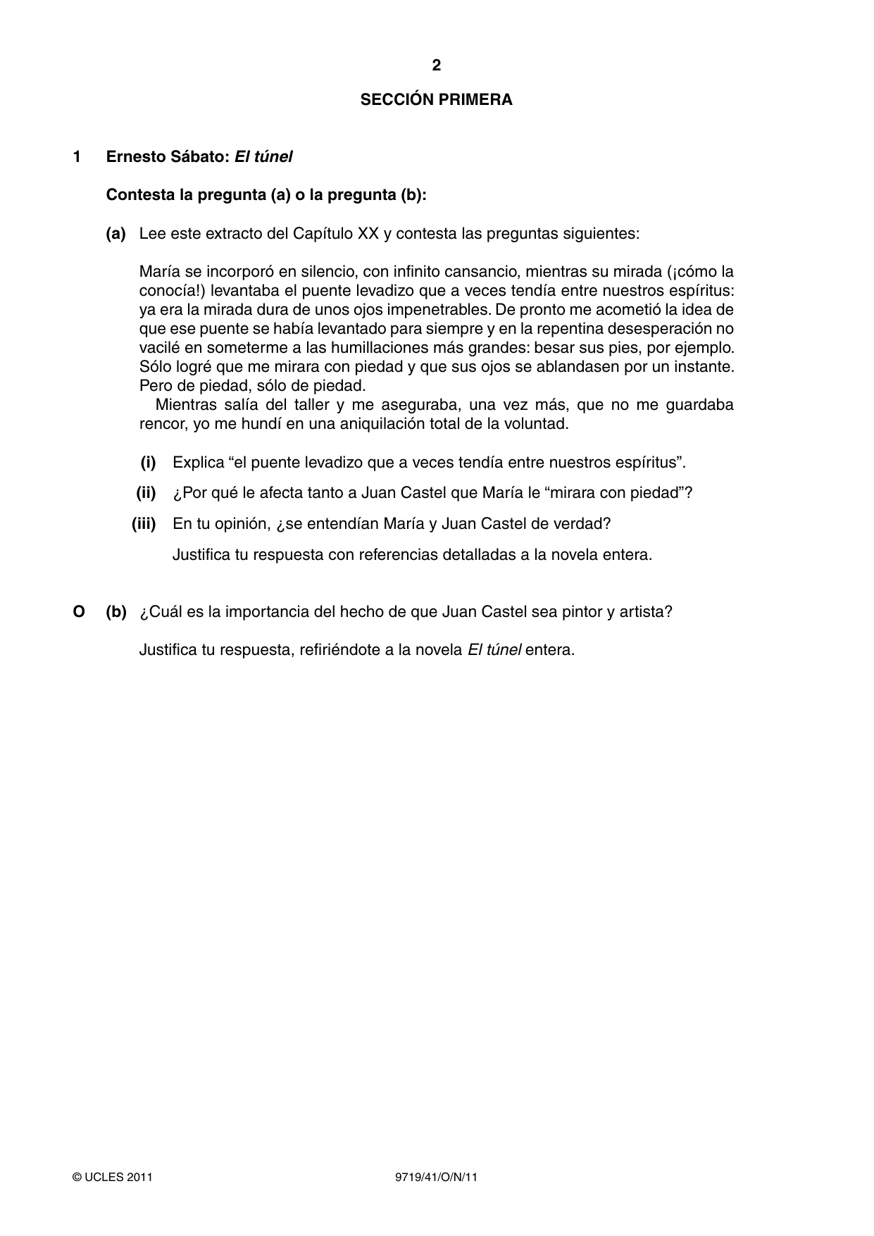 Cambridge A Level Spanish (A Level only) 9719 2011 Oct/Nov Paper 4 · Variant 1 question paper, page 2 of 8