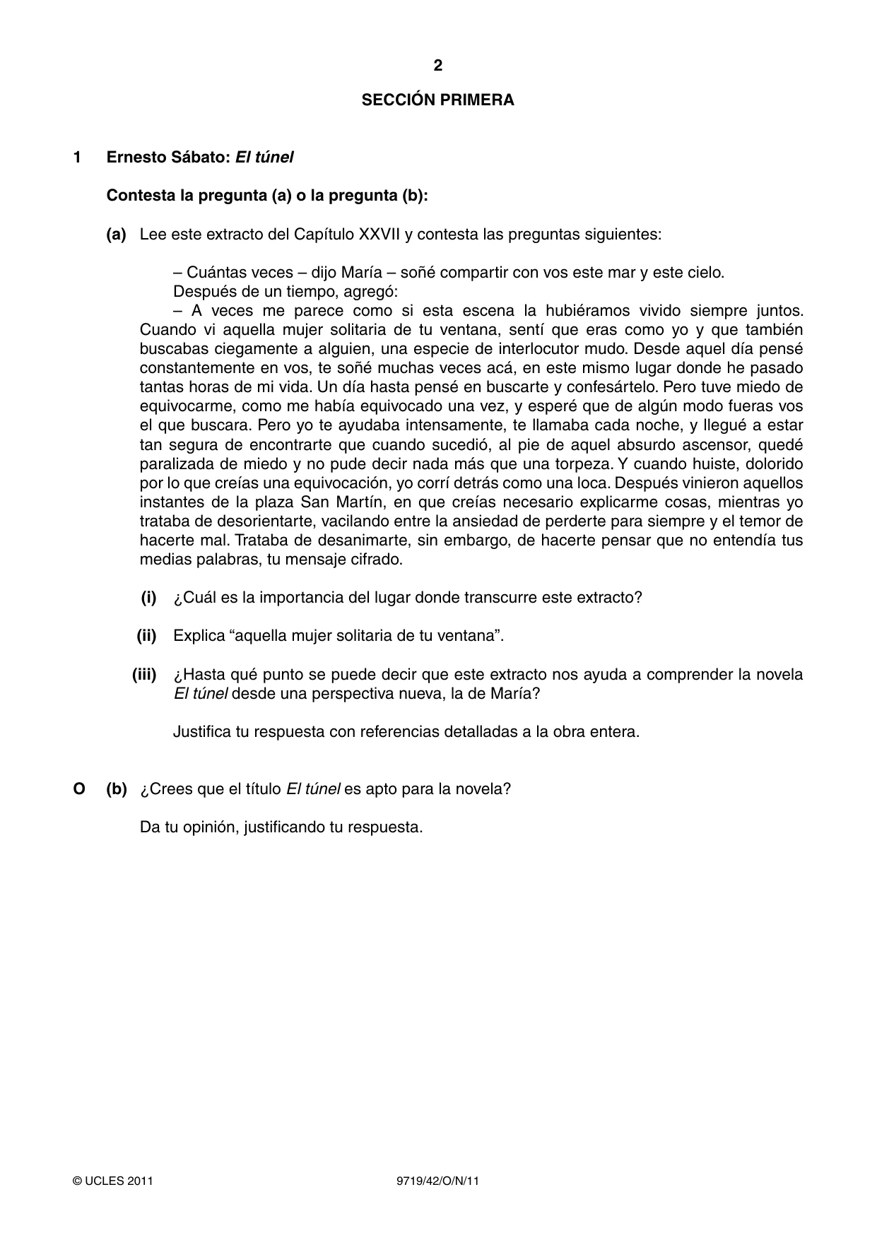 Cambridge A Level Spanish (A Level only) 9719 2011 Oct/Nov Paper 4 · Variant 2 question paper, page 2 of 8