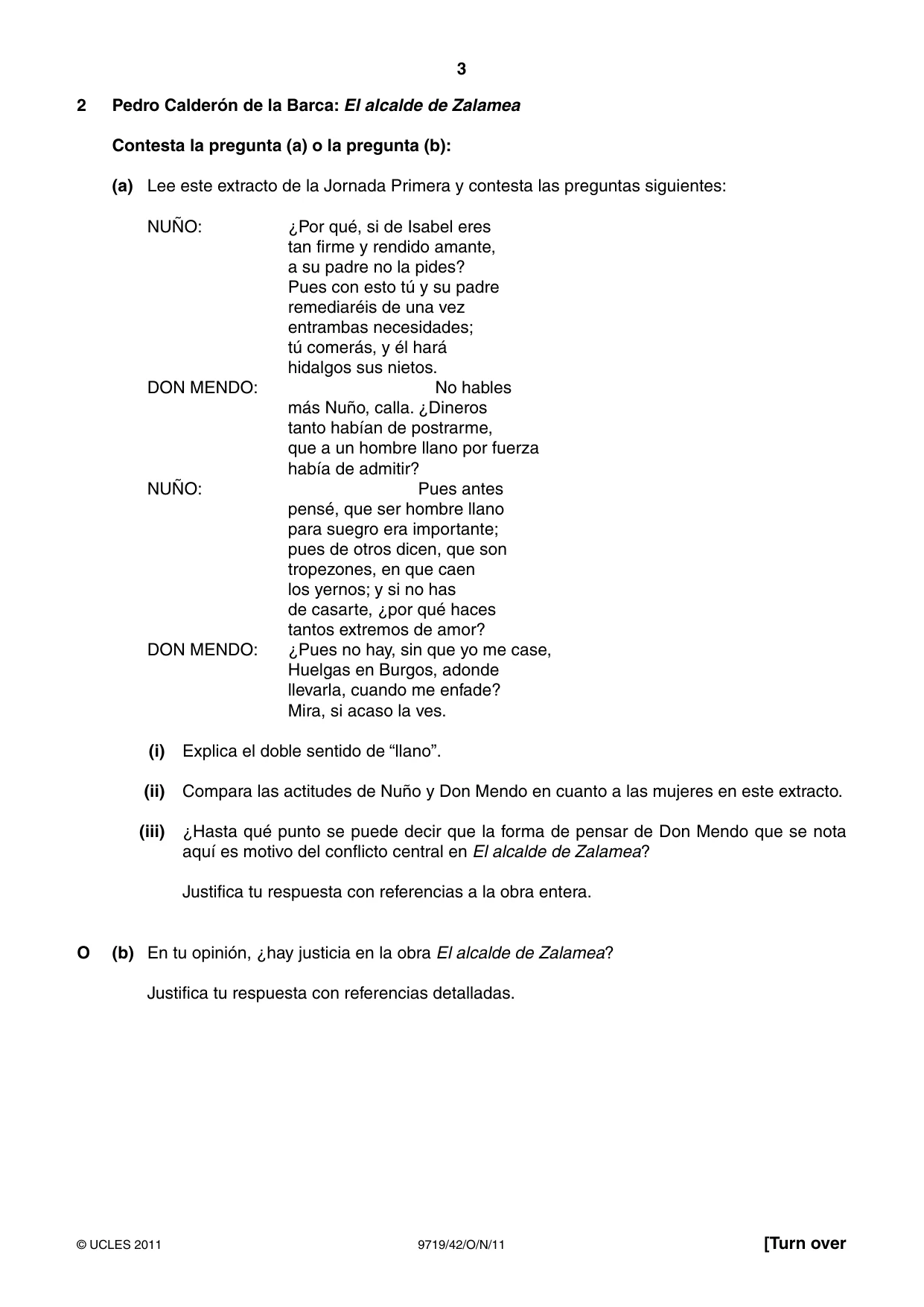 Cambridge A Level Spanish (A Level only) 9719 2011 Oct/Nov Paper 4 · Variant 2 question paper, page 3 of 8