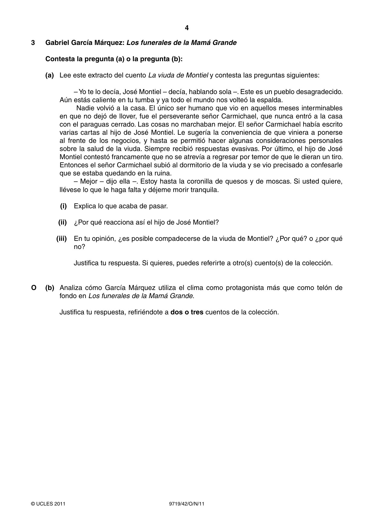 Cambridge A Level Spanish (A Level only) 9719 2011 Oct/Nov Paper 4 · Variant 2 question paper, page 4 of 8