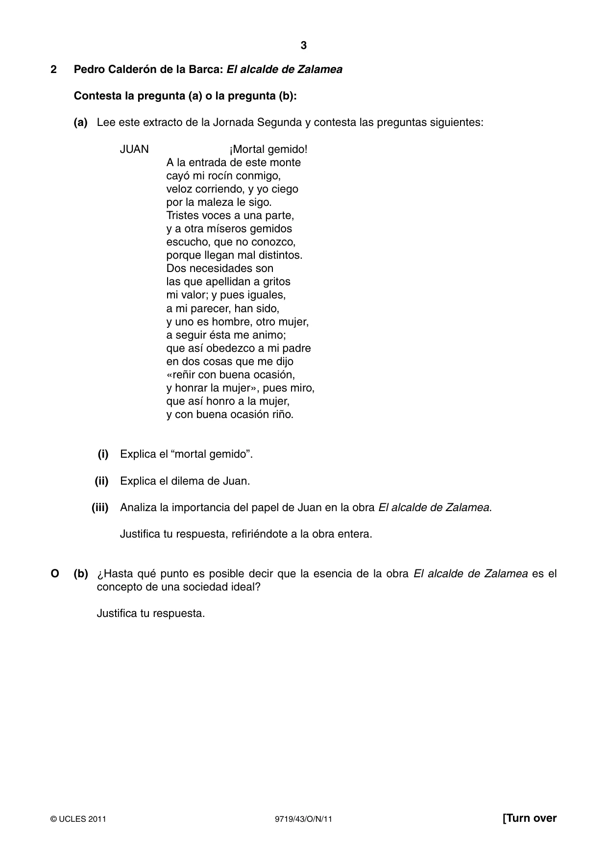 Cambridge A Level Spanish (A Level only) 9719 2011 Oct/Nov Paper 4 · Variant 3 question paper, page 3 of 8