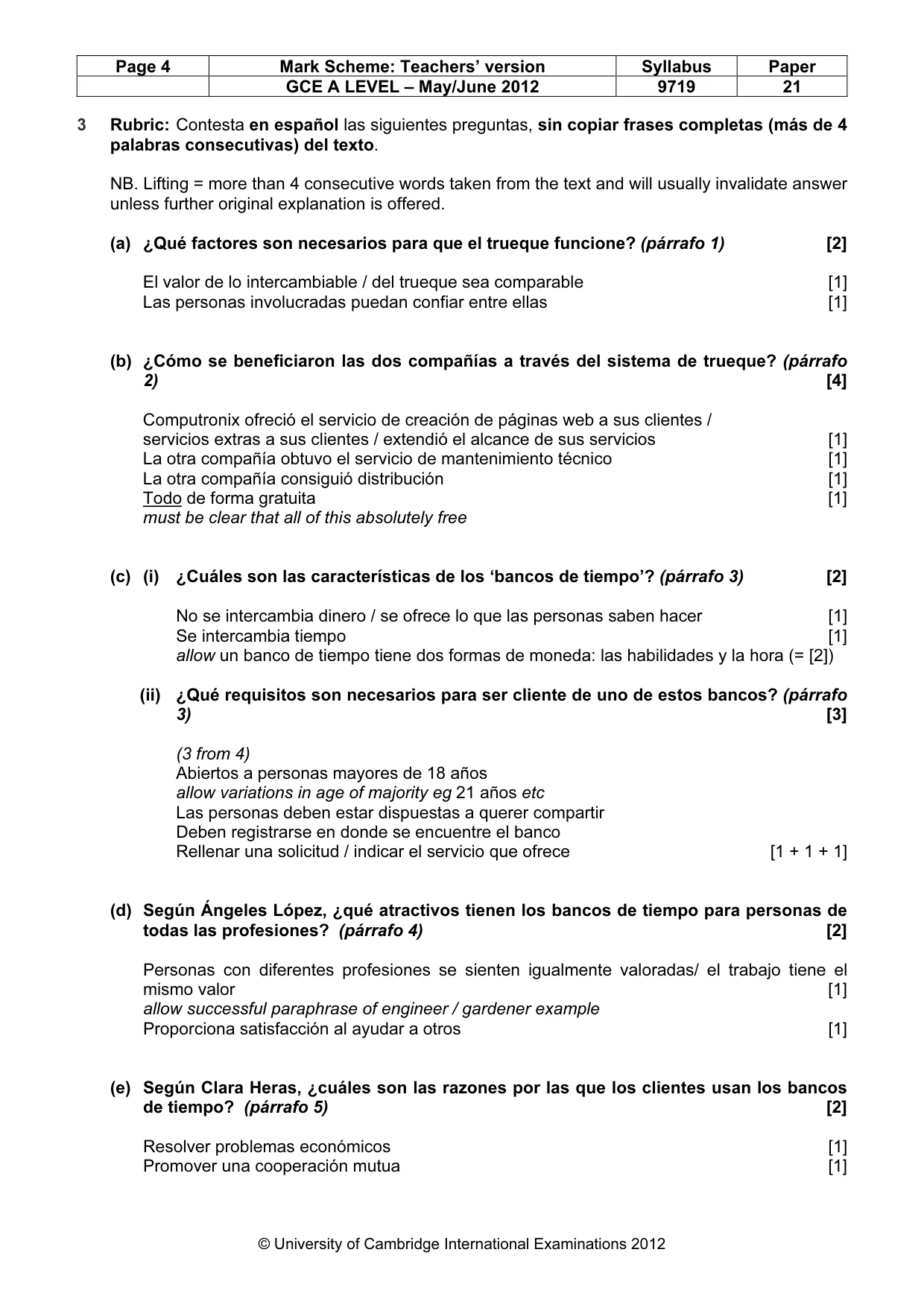 Mark scheme, page 4 of 10