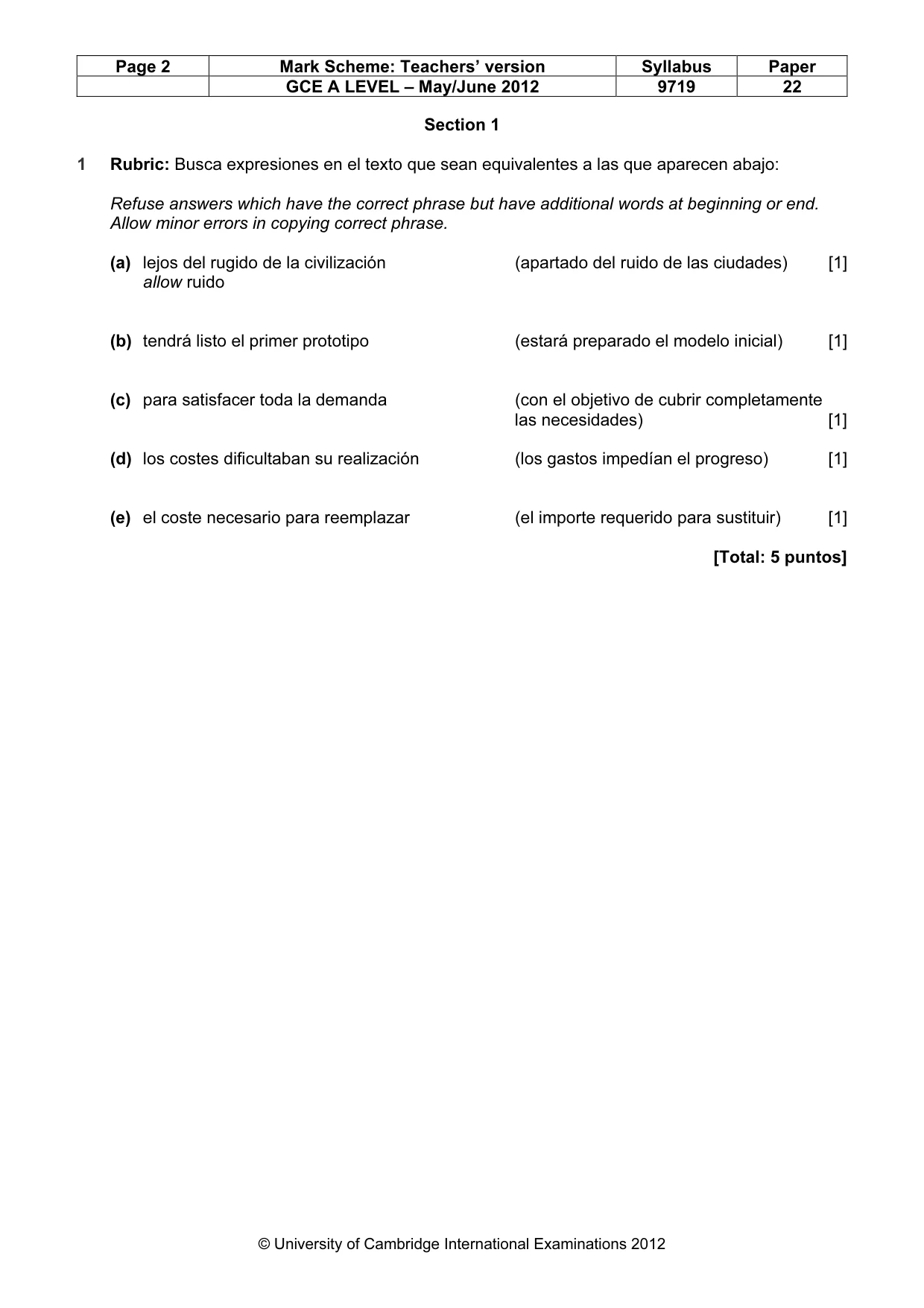 Mark scheme, page 2 of 9