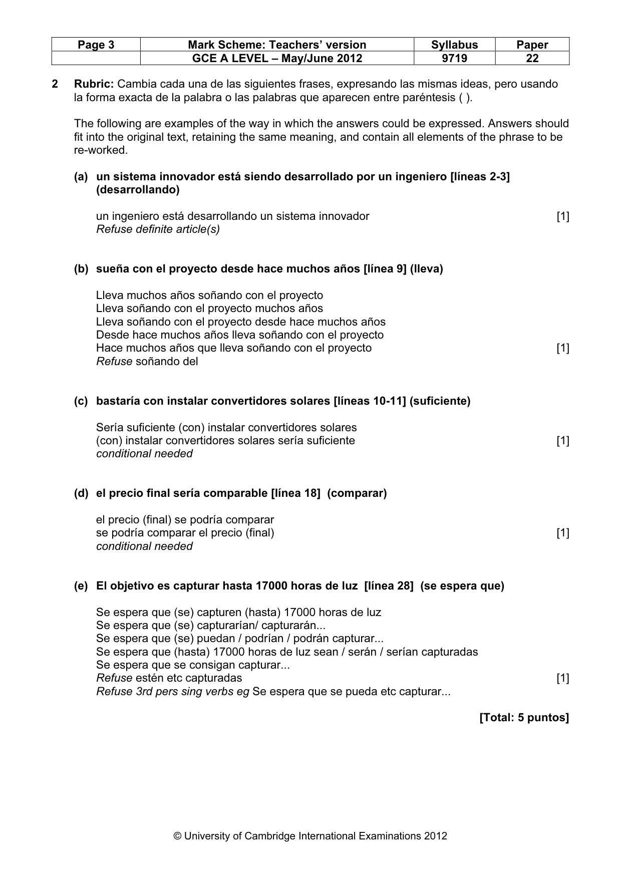 Mark scheme, page 3 of 9