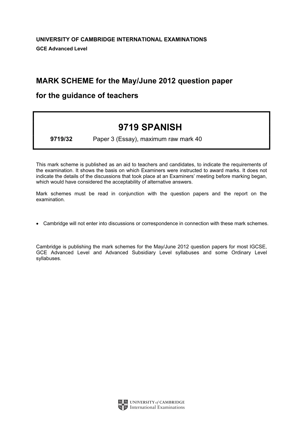 Mark scheme, page 1 of 2