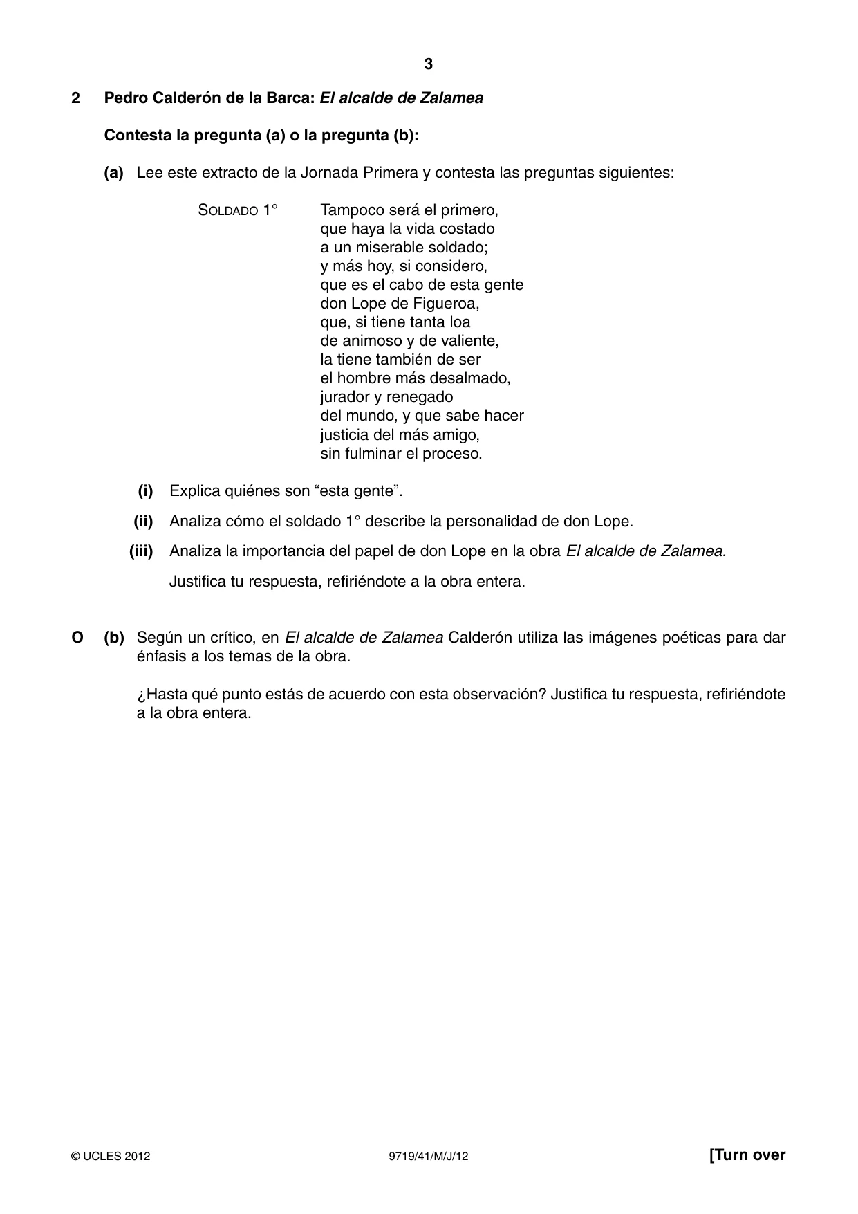 Cambridge A Level Spanish (A Level only) 9719 2012 May/June Paper 4 · Variant 1 question paper, page 3 of 8