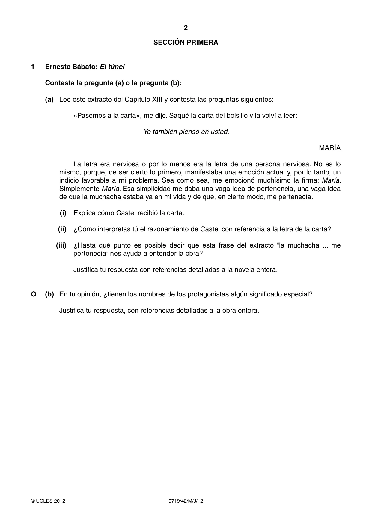 Cambridge A Level Spanish (A Level only) 9719 2012 May/June Paper 4 · Variant 2 question paper, page 2 of 8