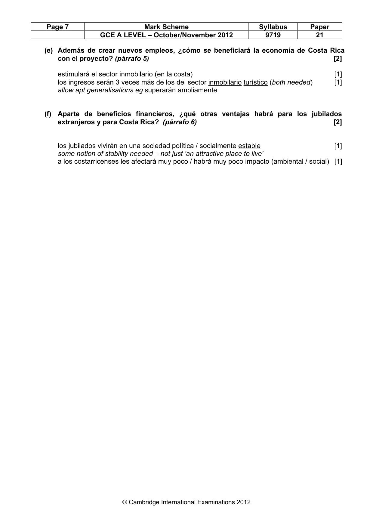 Mark scheme, page 7 of 10