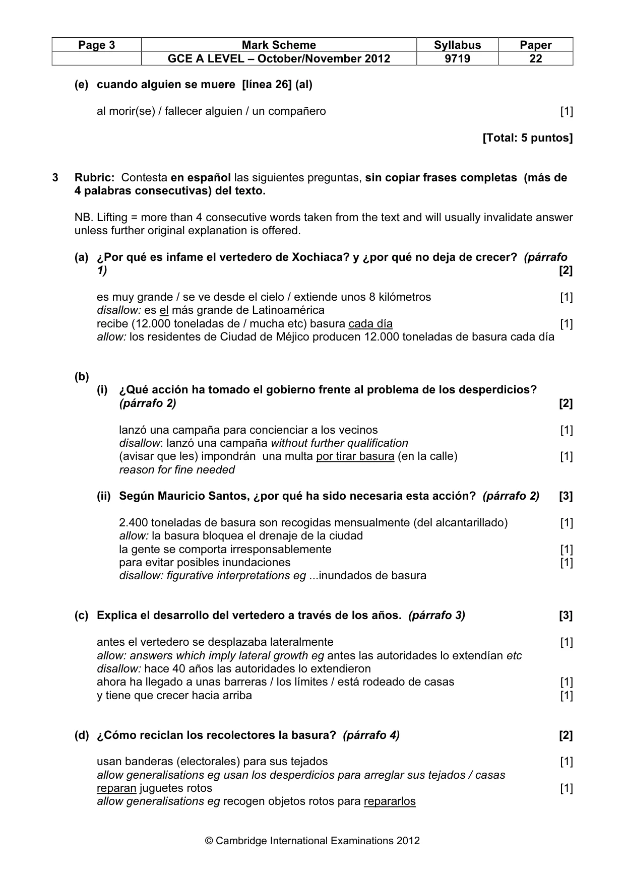 Mark scheme, page 3 of 9