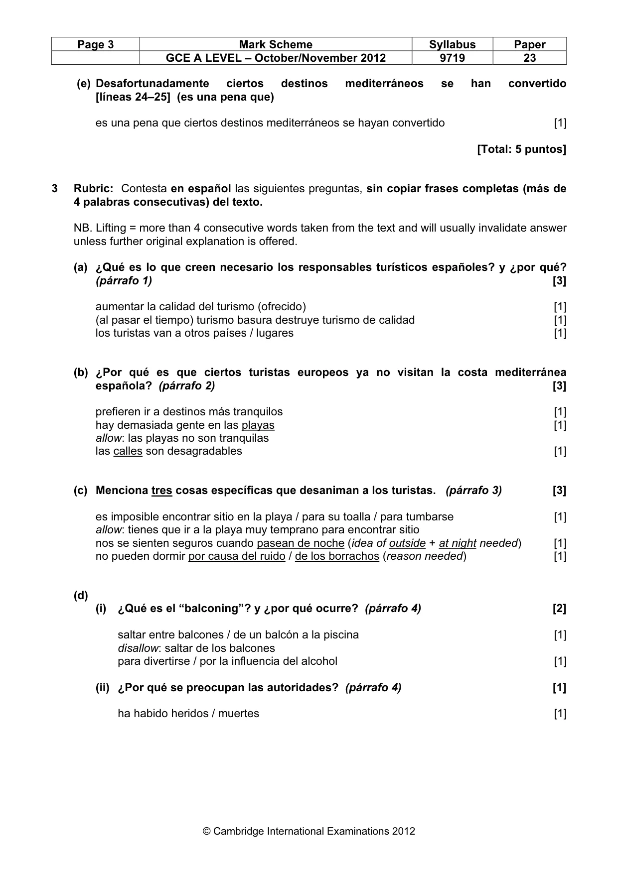 Mark scheme, page 3 of 9