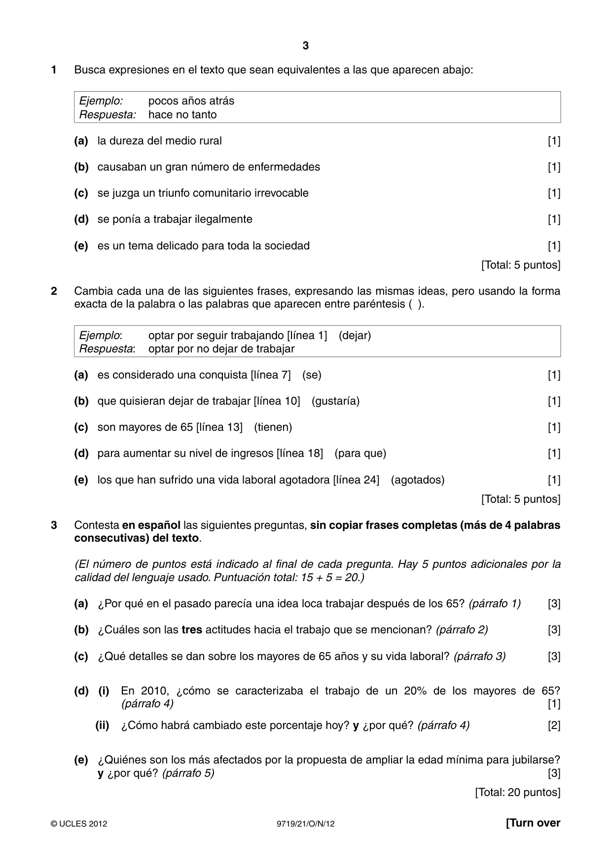 Cambridge A Level Spanish (A Level only) 9719 2012 Oct/Nov Paper 2 · Variant 1 question paper, page 3 of 8