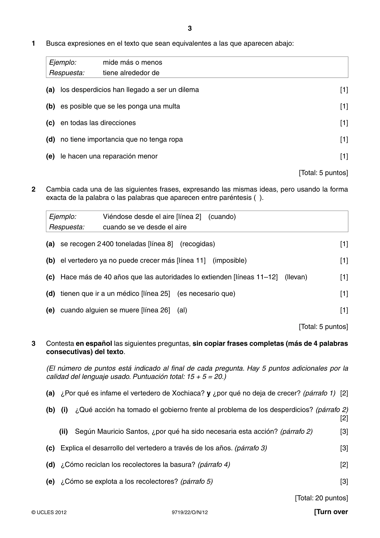Cambridge A Level Spanish (A Level only) 9719 2012 Oct/Nov Paper 2 · Variant 2 question paper, page 3 of 8