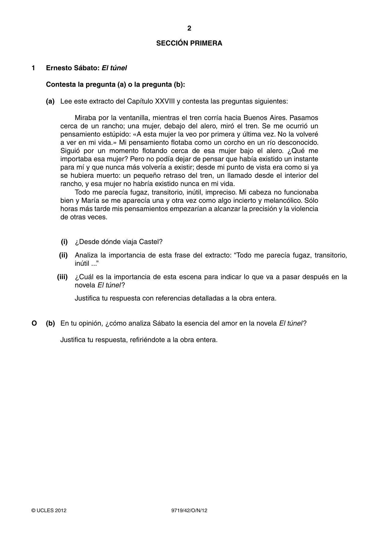 Cambridge A Level Spanish (A Level only) 9719 2012 Oct/Nov Paper 4 · Variant 2 question paper, page 2 of 8