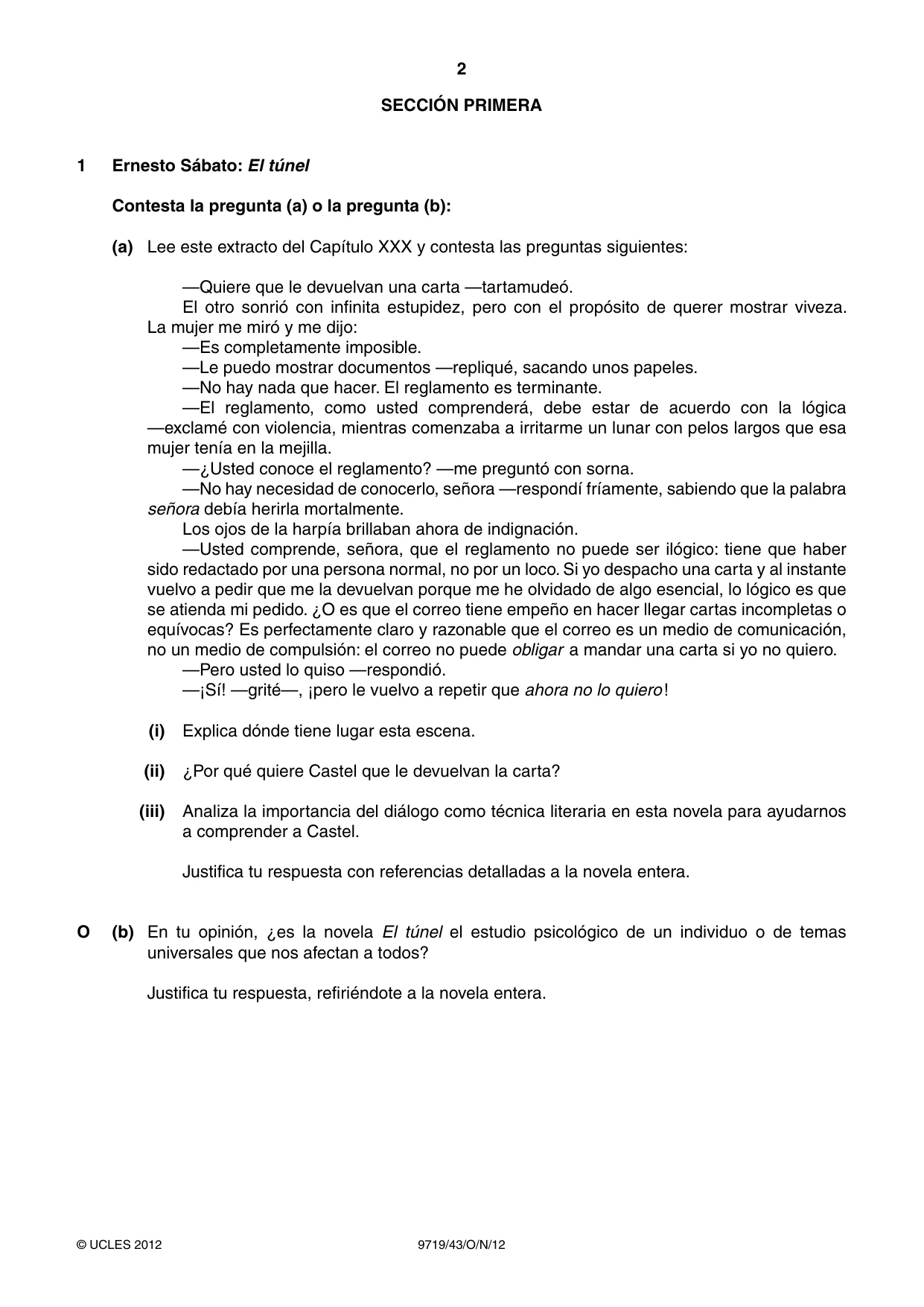 Cambridge A Level Spanish (A Level only) 9719 2012 Oct/Nov Paper 4 · Variant 3 question paper, page 2 of 8