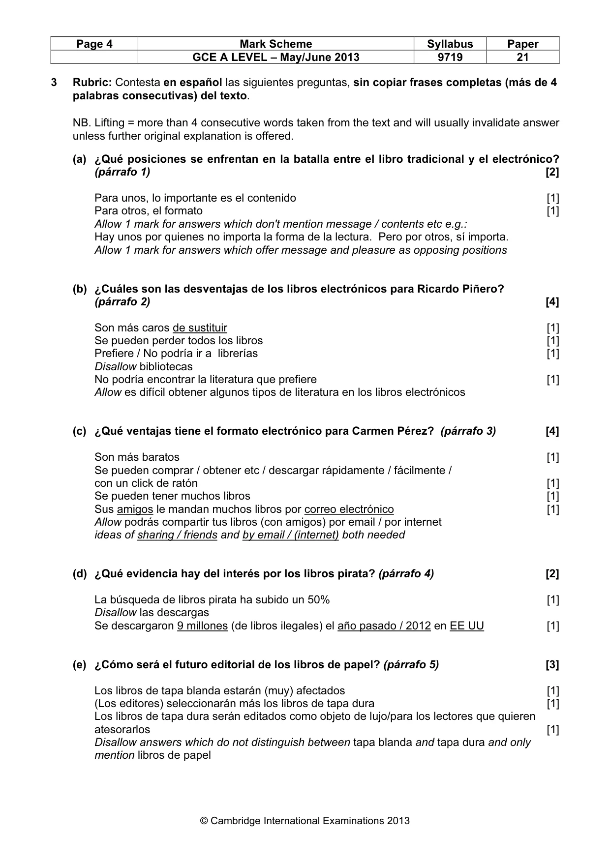 Mark scheme, page 4 of 11