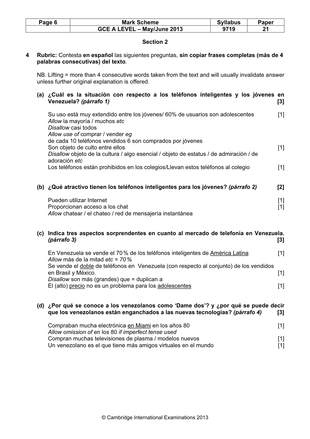 Mark scheme, page 6 of 11