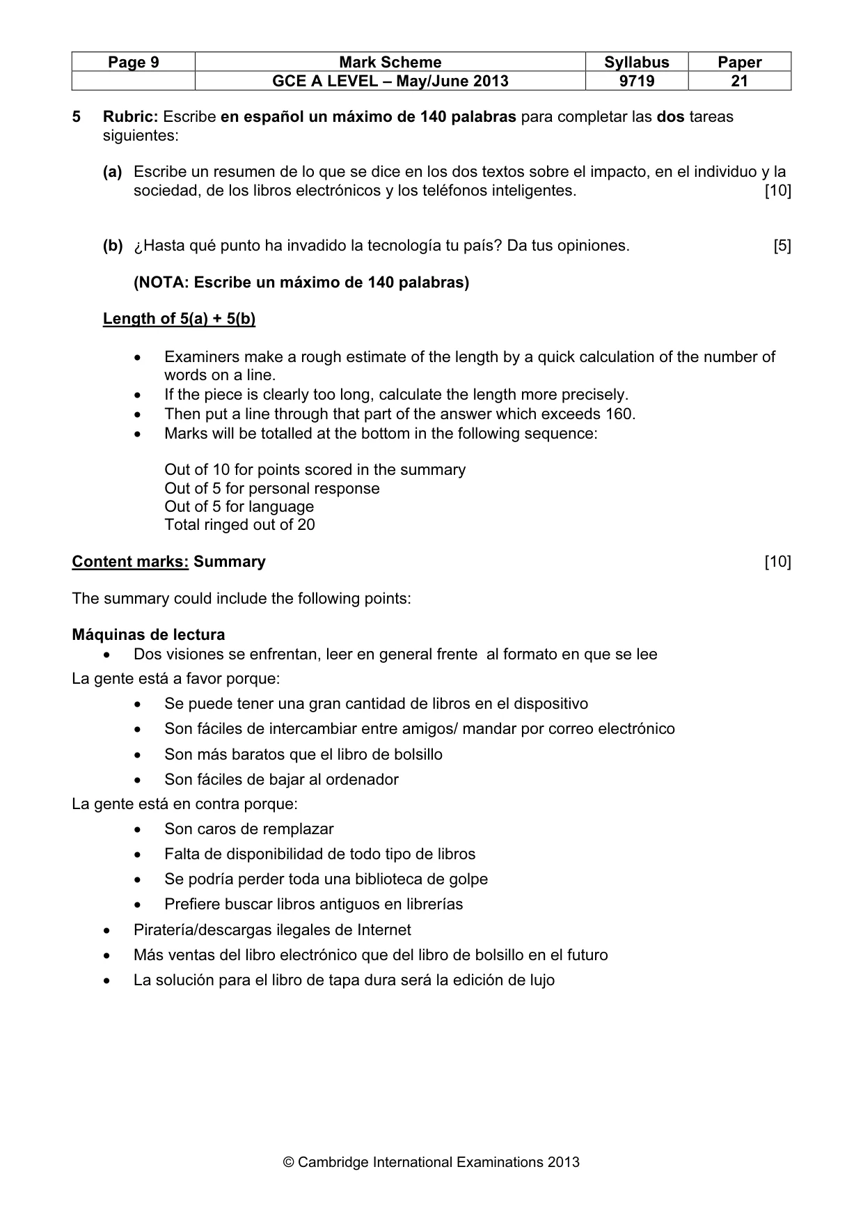 Mark scheme, page 9 of 11