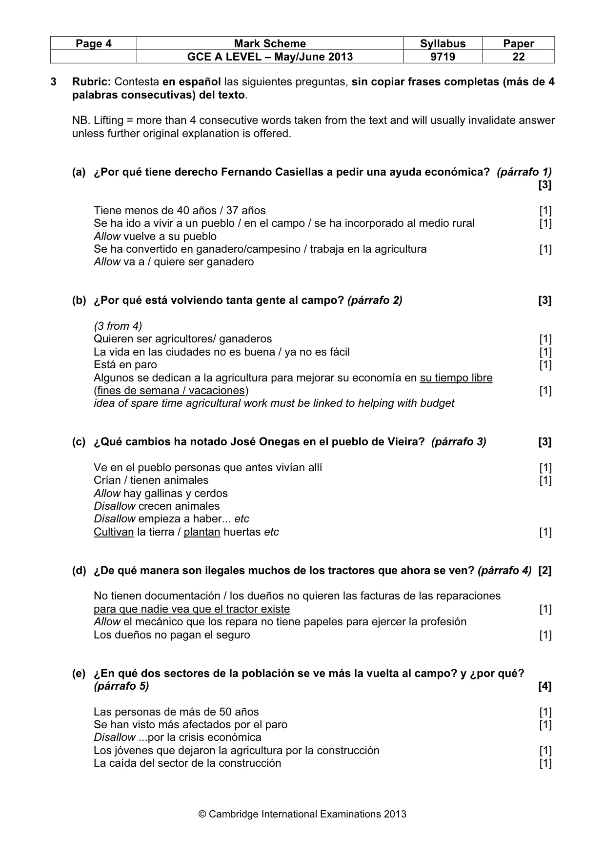 Mark scheme, page 4 of 9