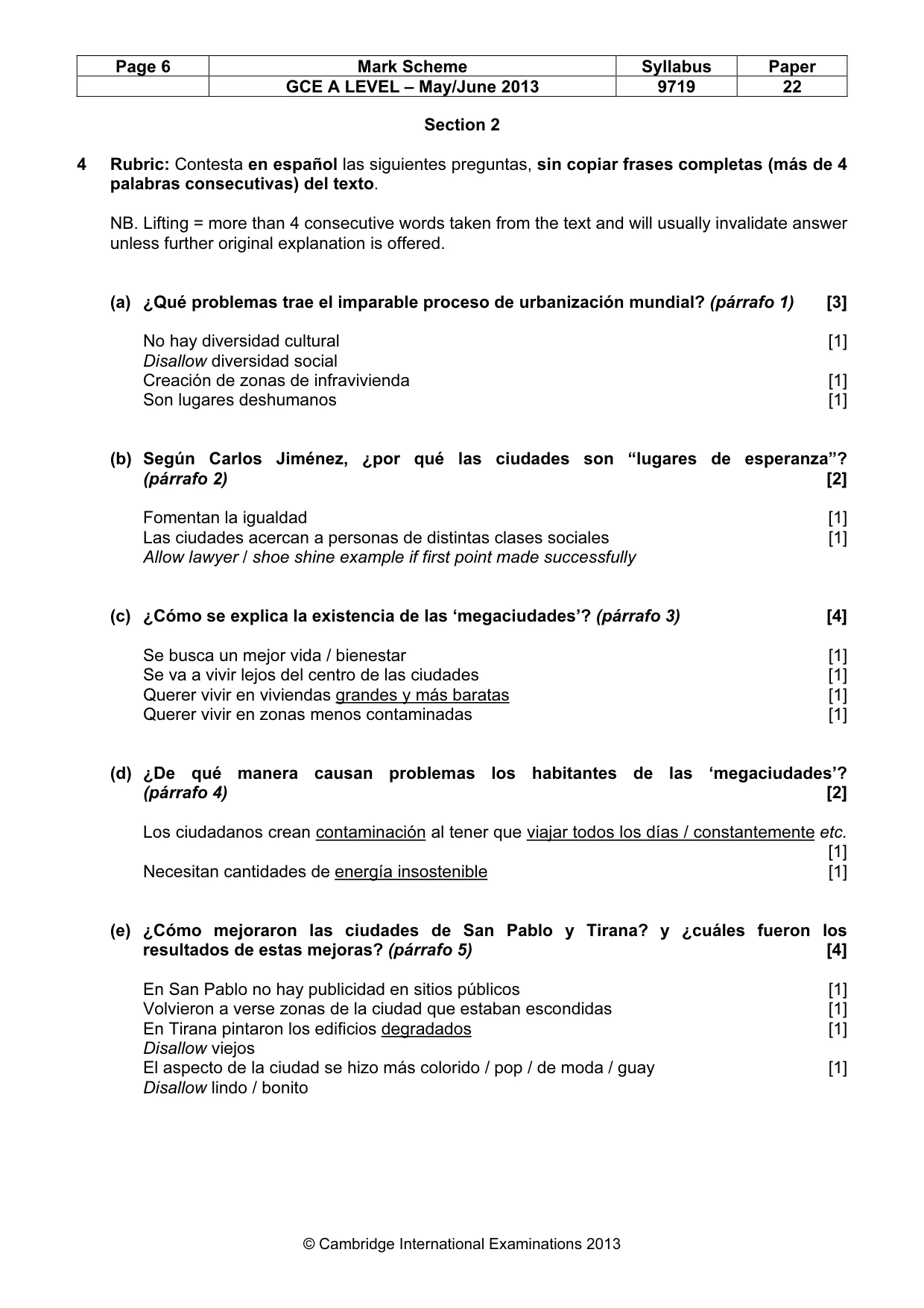 Mark scheme, page 6 of 9