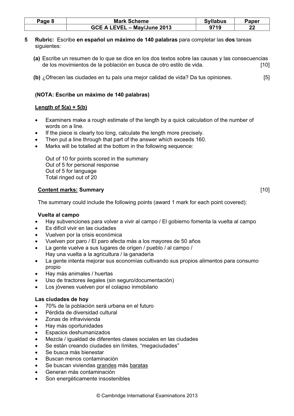 Mark scheme, page 8 of 9