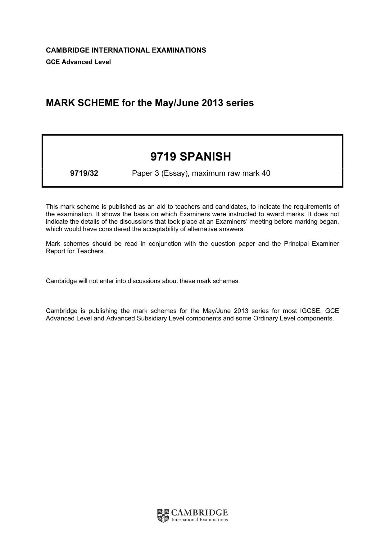 Mark scheme, page 1 of 2