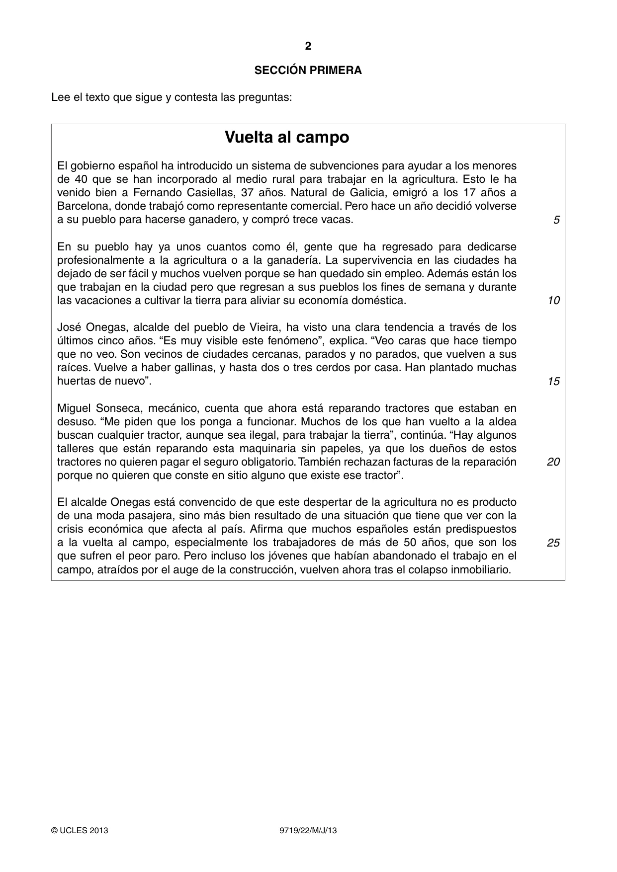 Cambridge A Level Spanish (A Level only) 9719 2013 May/June Paper 2 · Variant 2 question paper, page 2 of 8