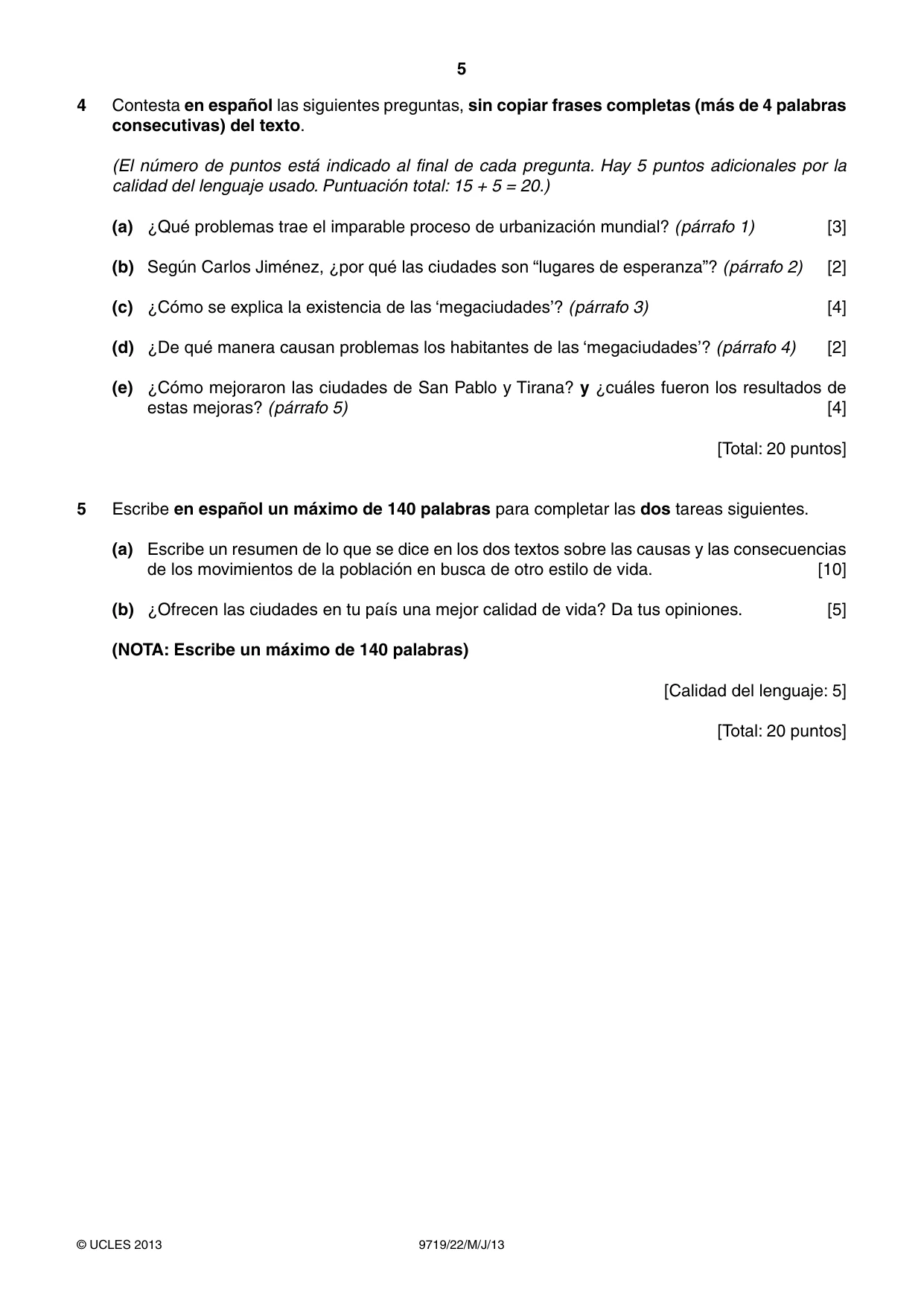 Cambridge A Level Spanish (A Level only) 9719 2013 May/June Paper 2 · Variant 2 question paper, page 5 of 8