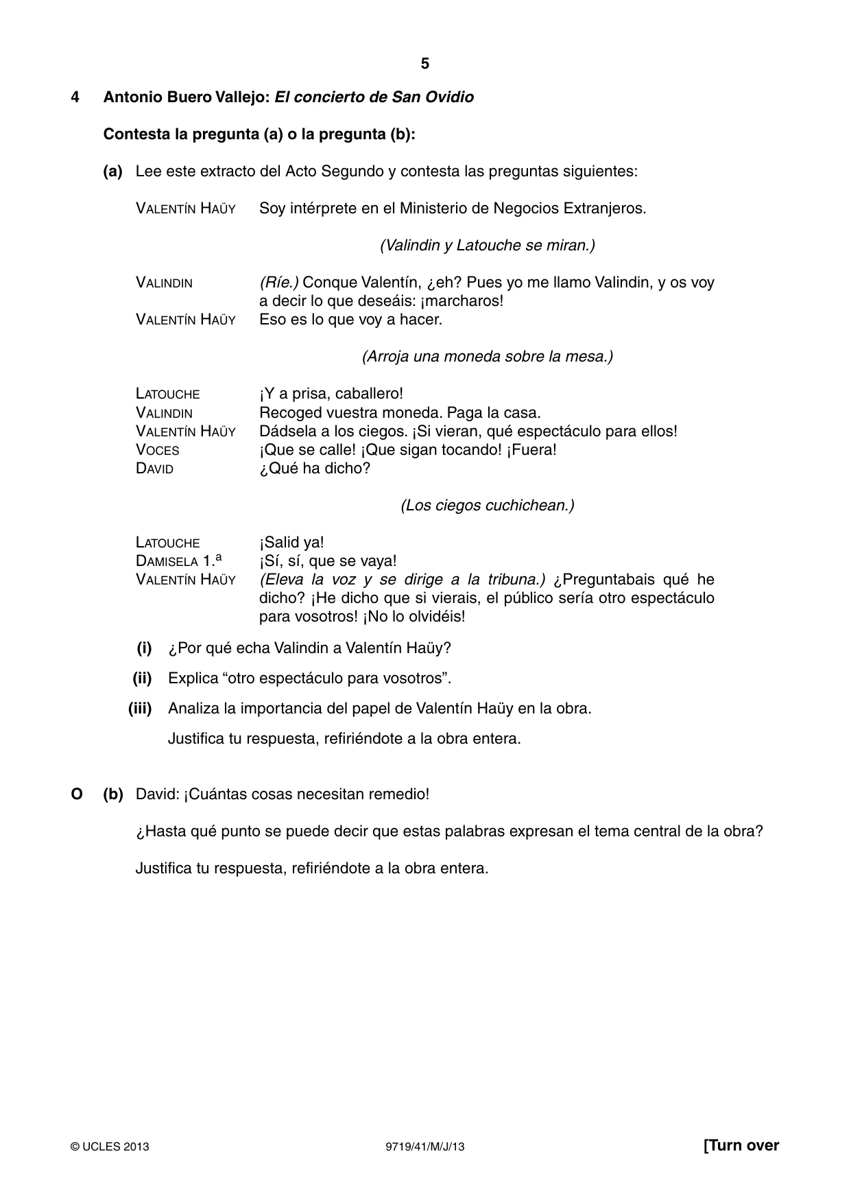 Cambridge A Level Spanish (A Level only) 9719 2013 May/June Paper 4 · Variant 1 question paper, page 5 of 8