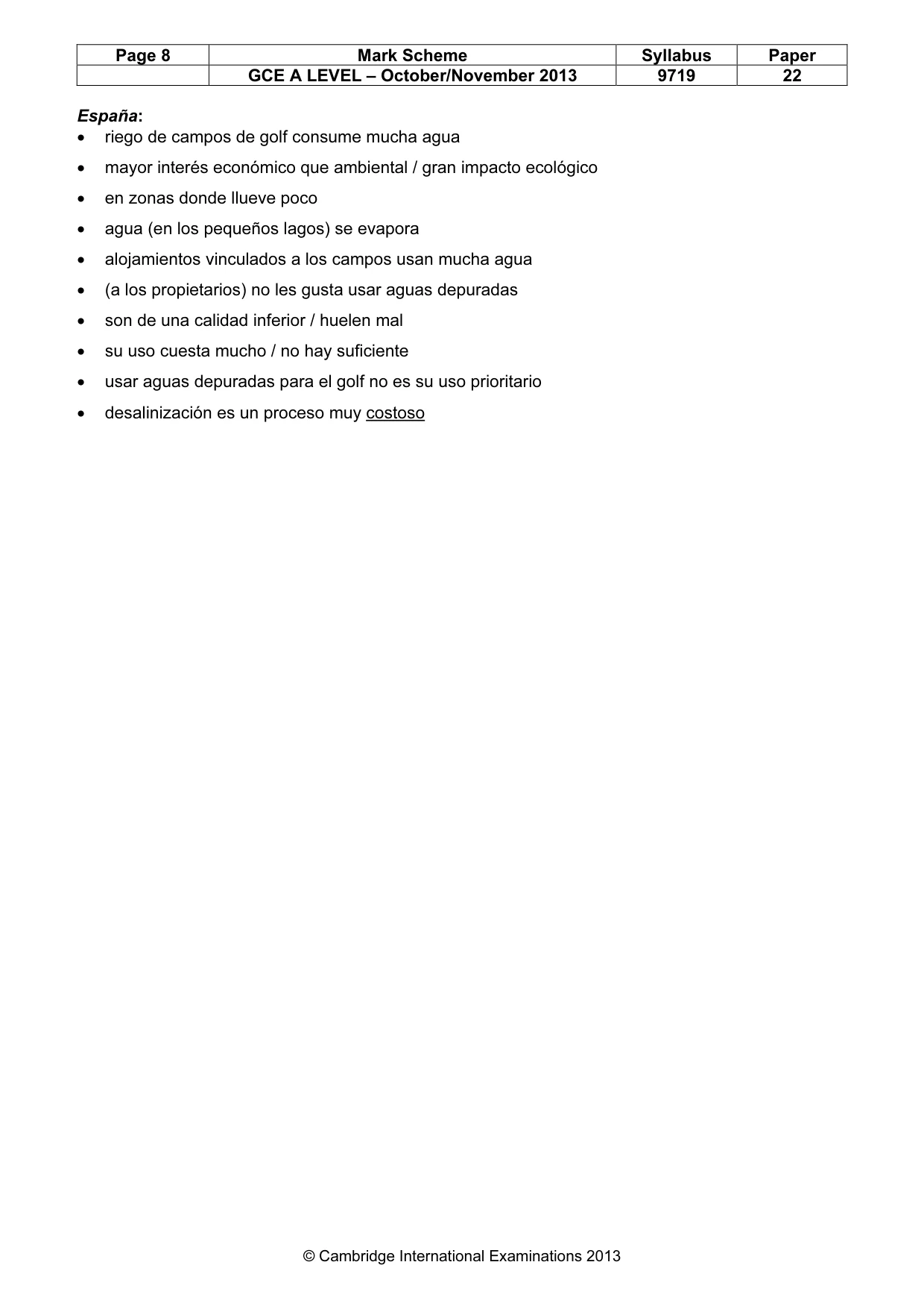 Mark scheme, page 8 of 9
