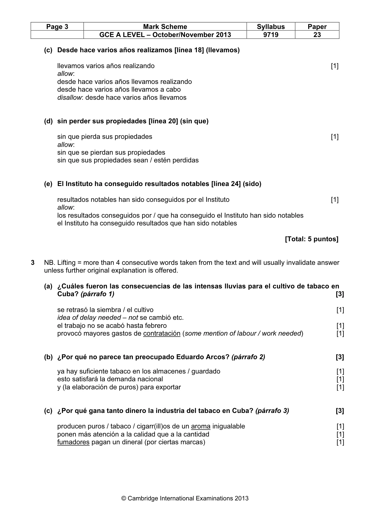 Mark scheme, page 3 of 9