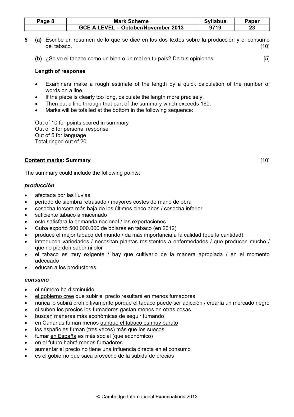 Mark scheme, page 8 of 9
