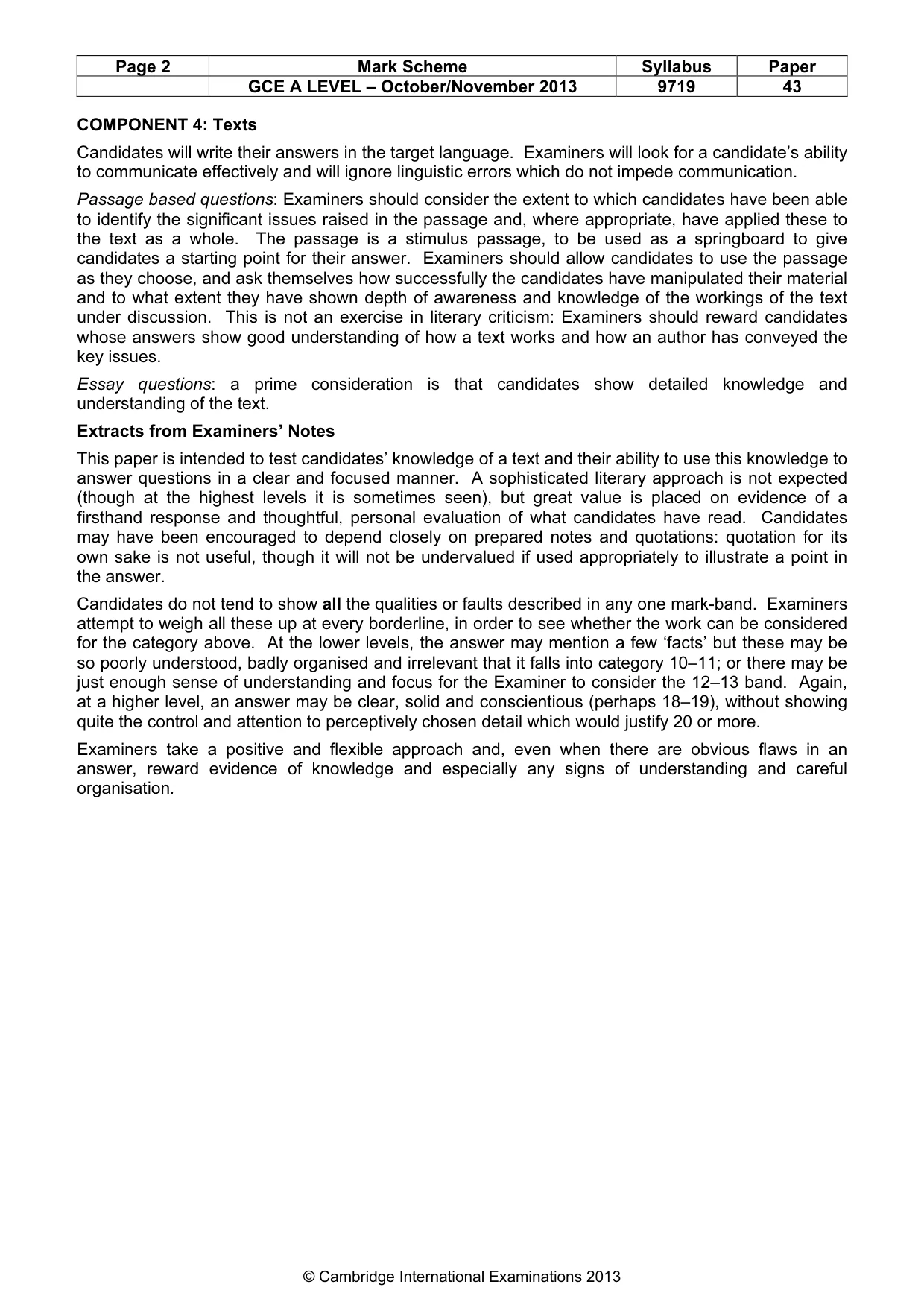 Mark scheme, page 2 of 3