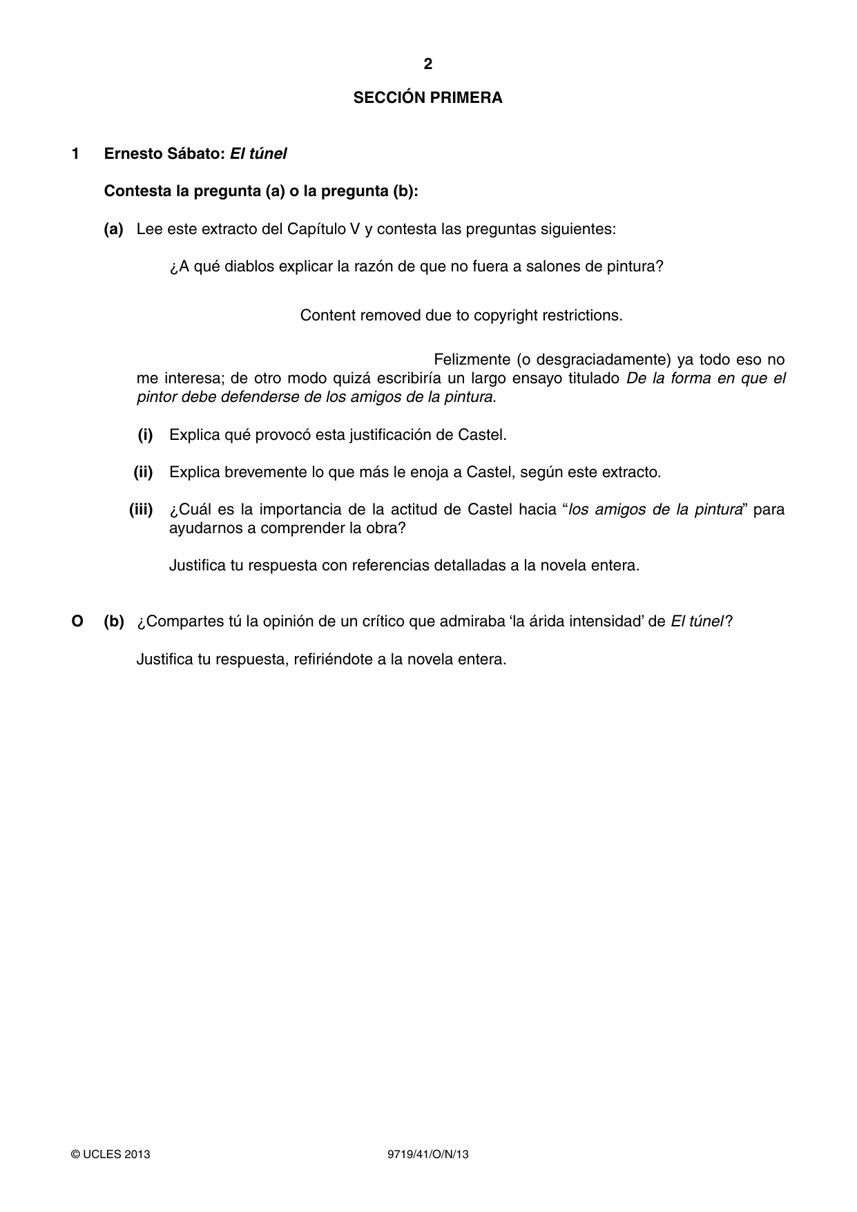 Cambridge A Level Spanish (A Level only) 9719 2013 Oct/Nov Paper 4 · Variant 1 question paper, page 2 of 8