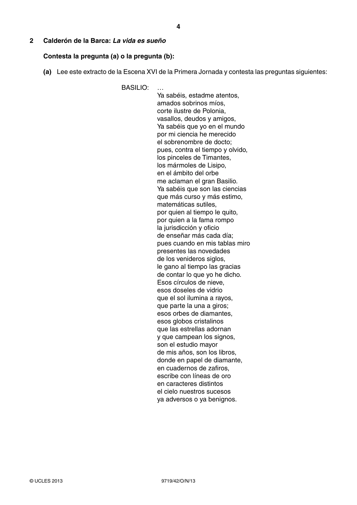 Cambridge A Level Spanish (A Level only) 9719 2013 Oct/Nov Paper 4 · Variant 2 question paper, page 4 of 8