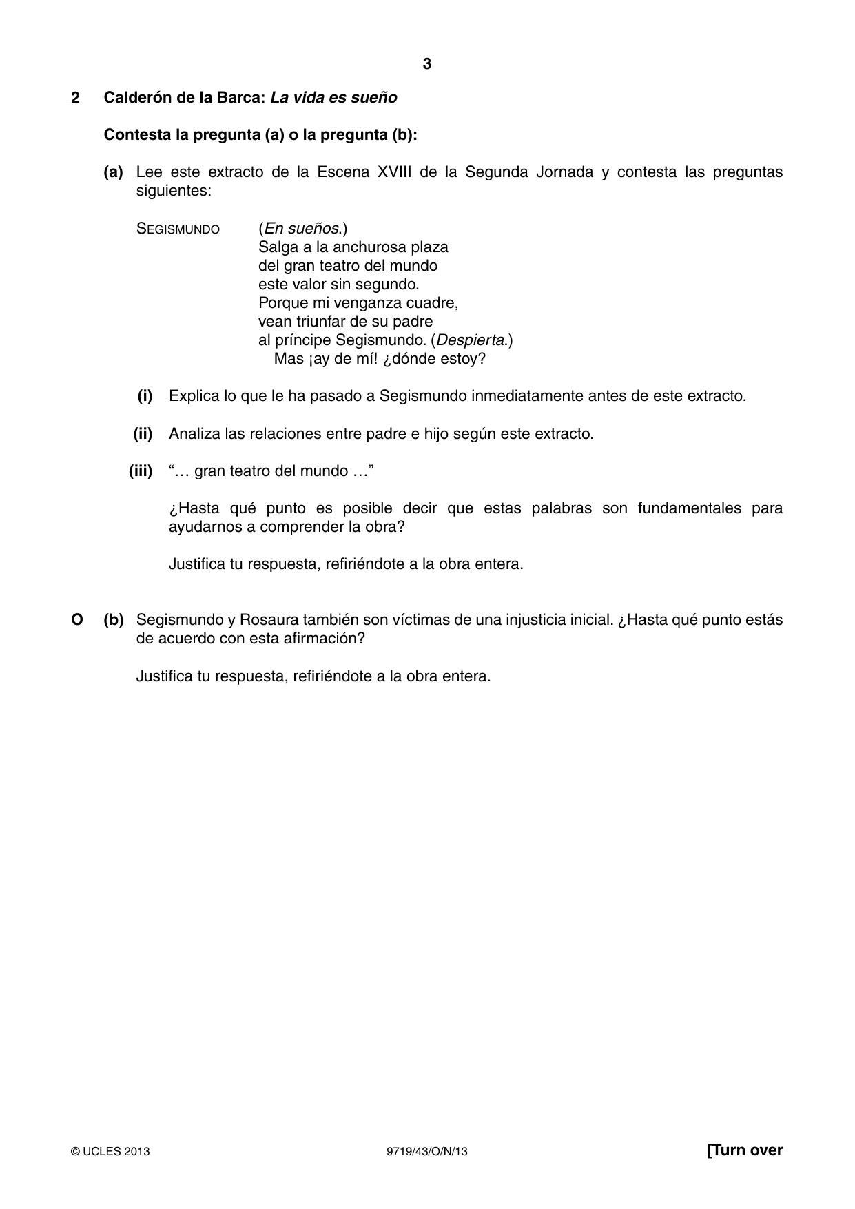 Cambridge A Level Spanish (A Level only) 9719 2013 Oct/Nov Paper 4 · Variant 3 question paper, page 3 of 8