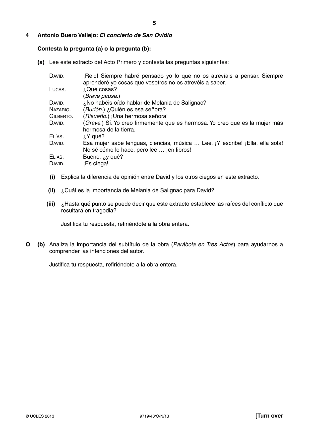 Cambridge A Level Spanish (A Level only) 9719 2013 Oct/Nov Paper 4 · Variant 3 question paper, page 5 of 8