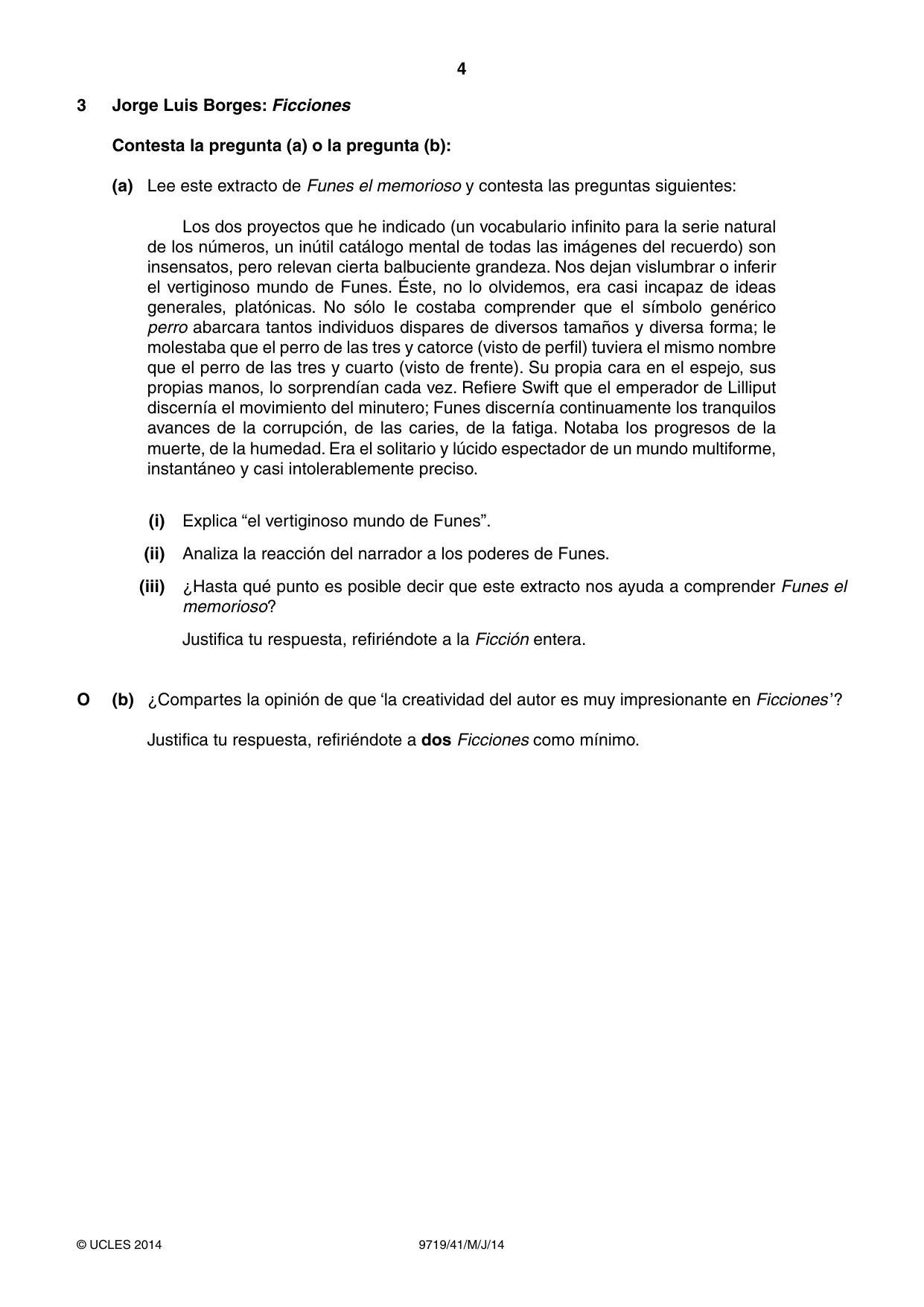 Cambridge A Level Spanish (A Level only) 9719 2014 May/June Paper 4 · Variant 1 question paper, page 4 of 8
