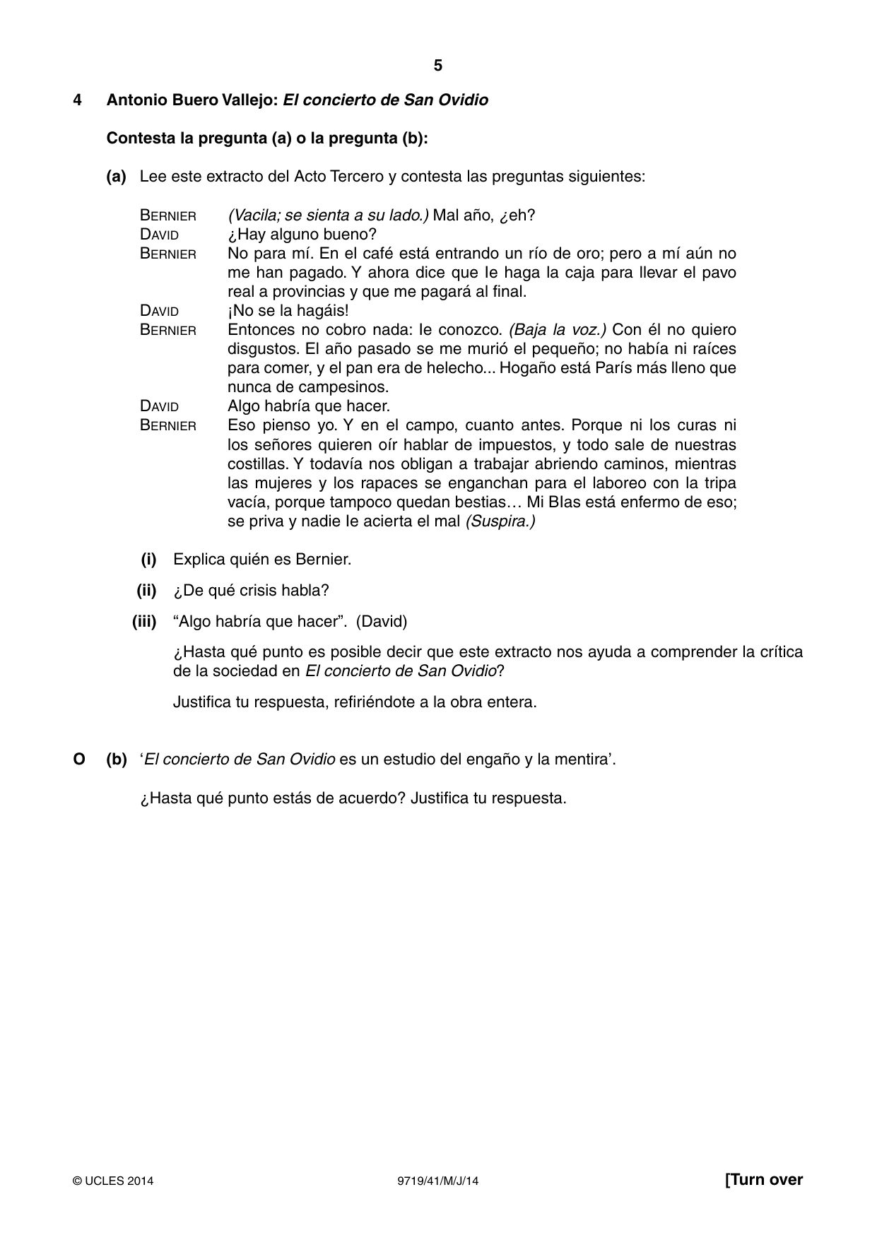 Cambridge A Level Spanish (A Level only) 9719 2014 May/June Paper 4 · Variant 1 question paper, page 5 of 8