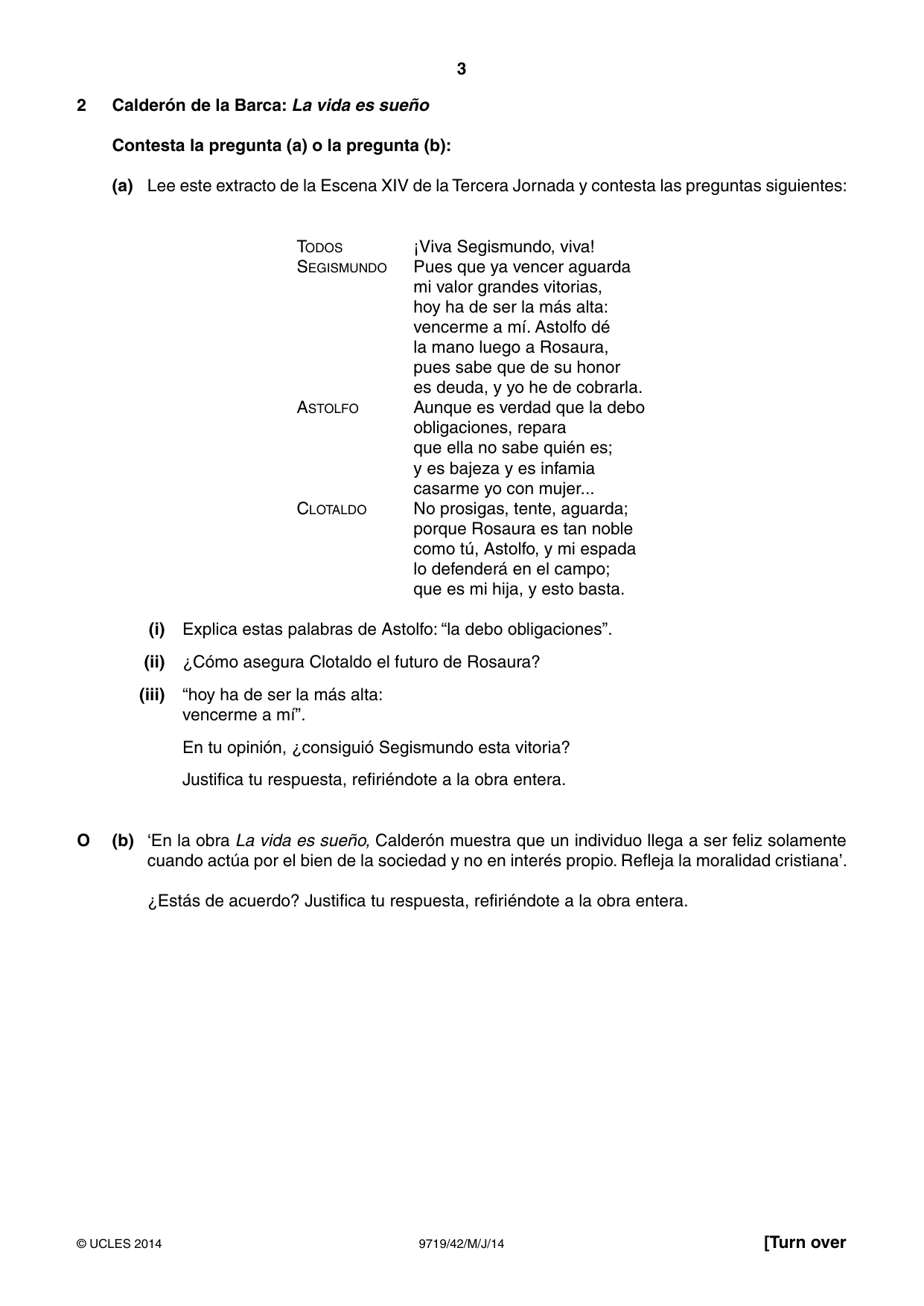 Cambridge A Level Spanish (A Level only) 9719 2014 May/June Paper 4 · Variant 2 question paper, page 3 of 8