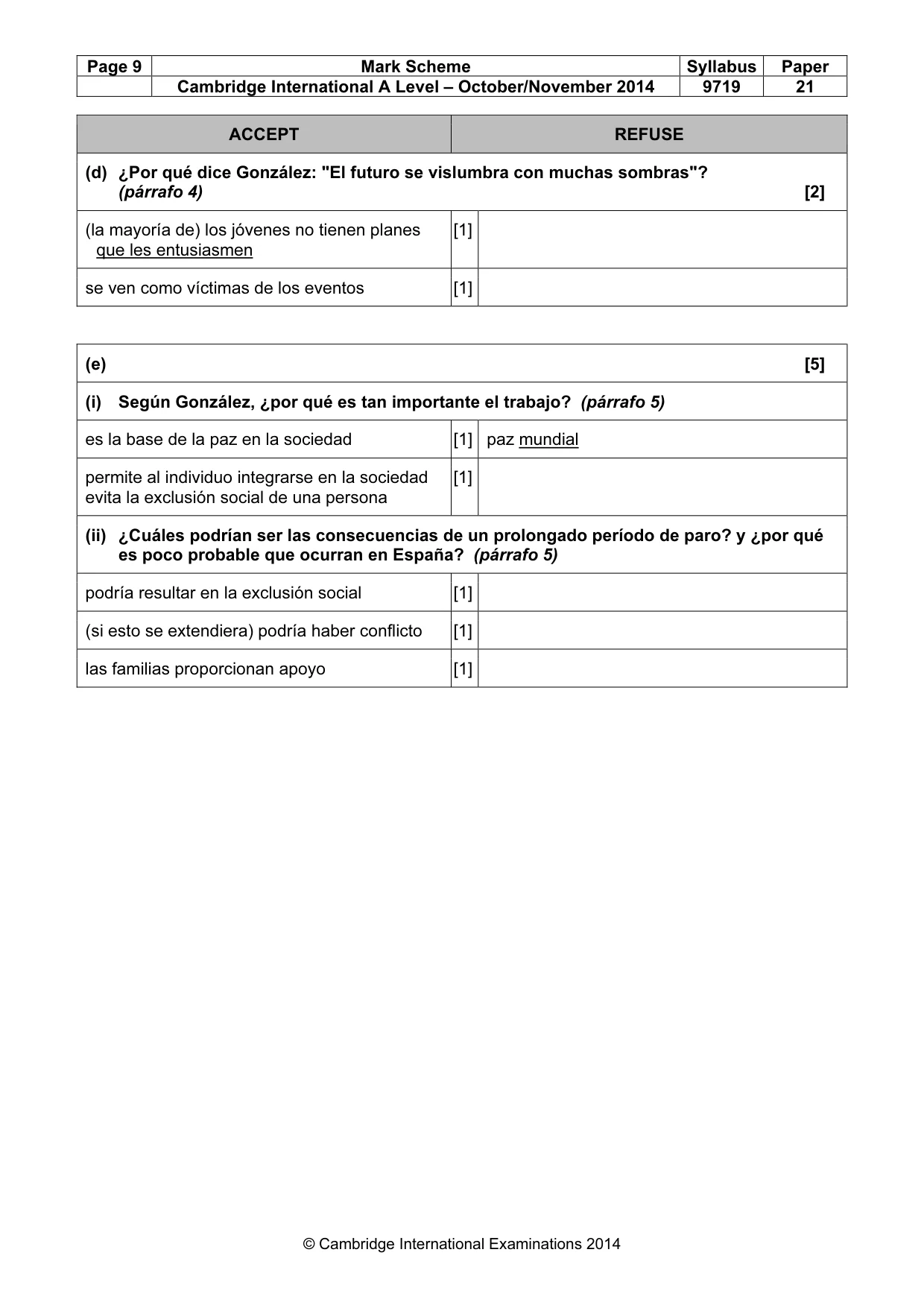 Mark scheme, page 9 of 13