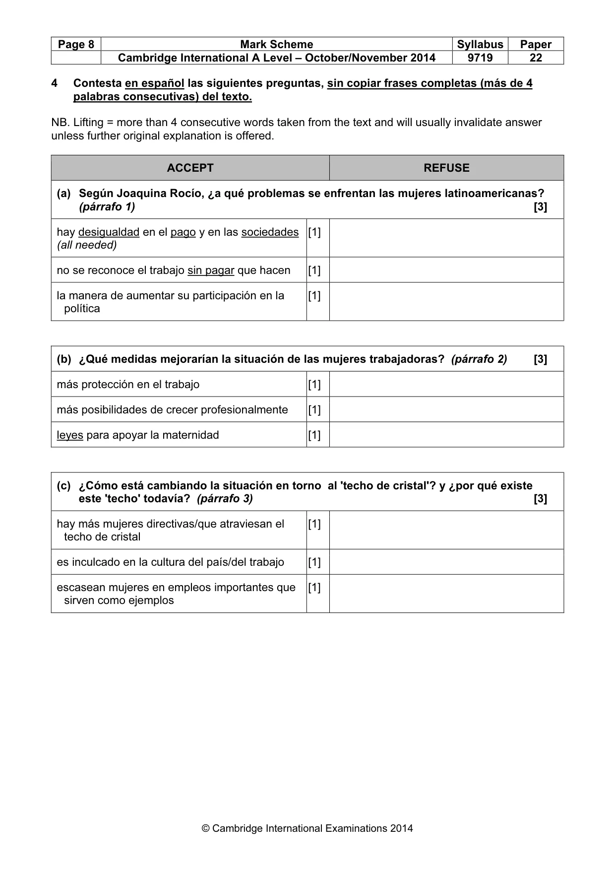 Mark scheme, page 8 of 13