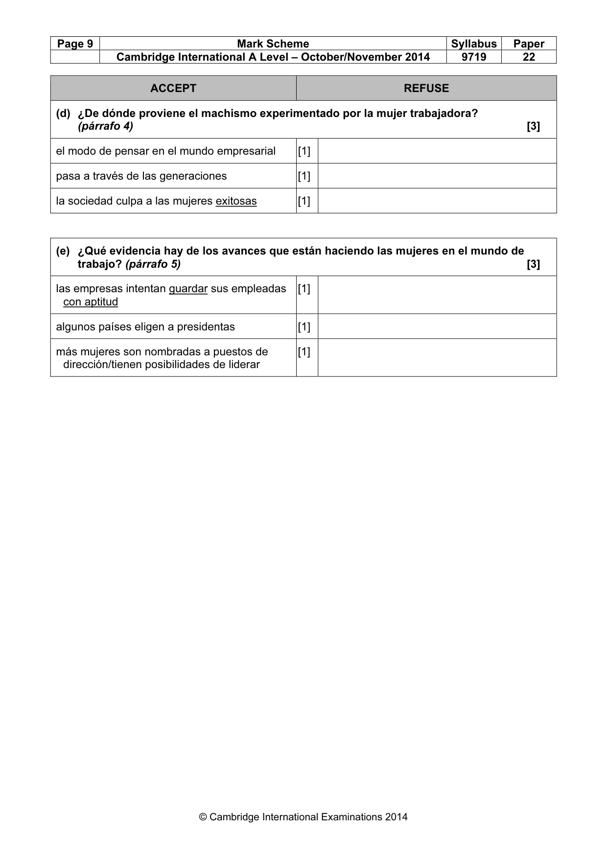 Mark scheme, page 9 of 13