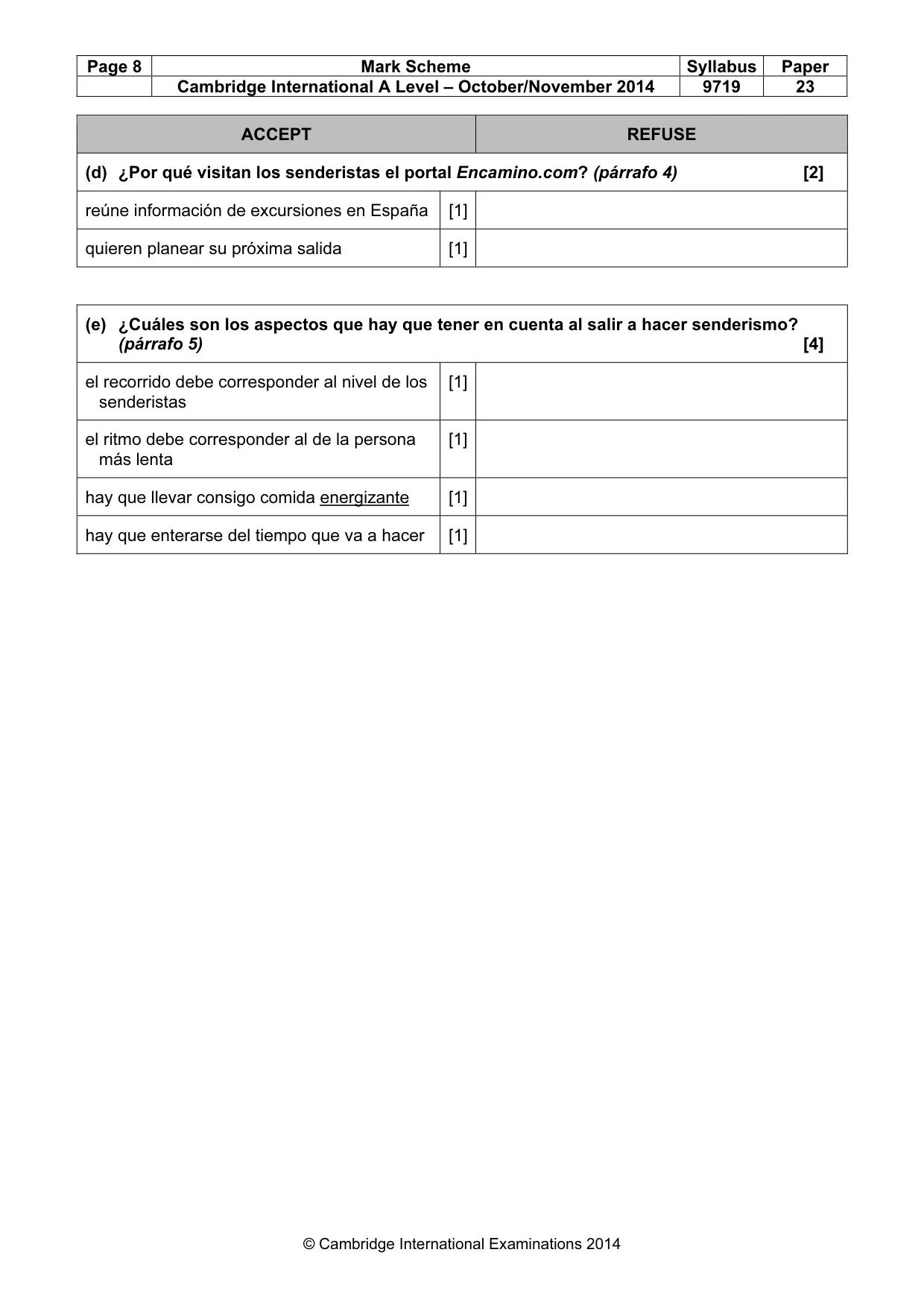 Mark scheme, page 8 of 11