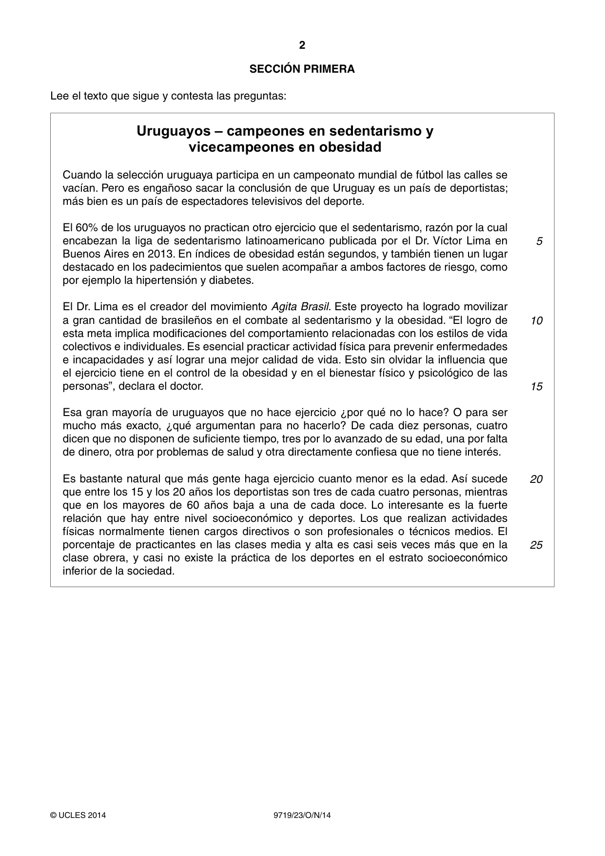 Cambridge A Level Spanish (A Level only) 9719 2014 Oct/Nov Paper 2 · Variant 3 question paper, page 2 of 8