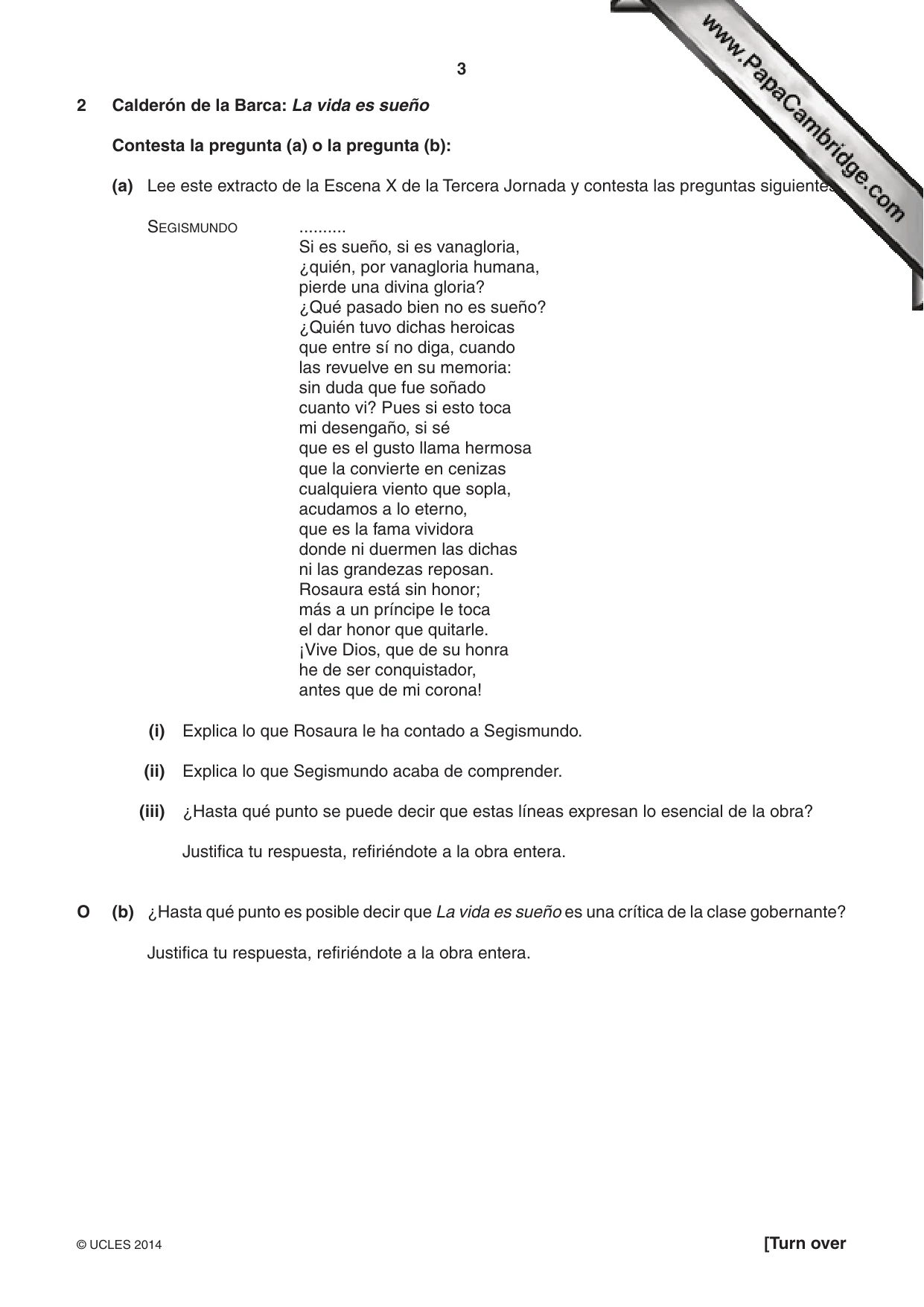 Cambridge A Level Spanish (A Level only) 9719 2014 Oct/Nov Paper 4 · Variant 1 question paper, page 3 of 8